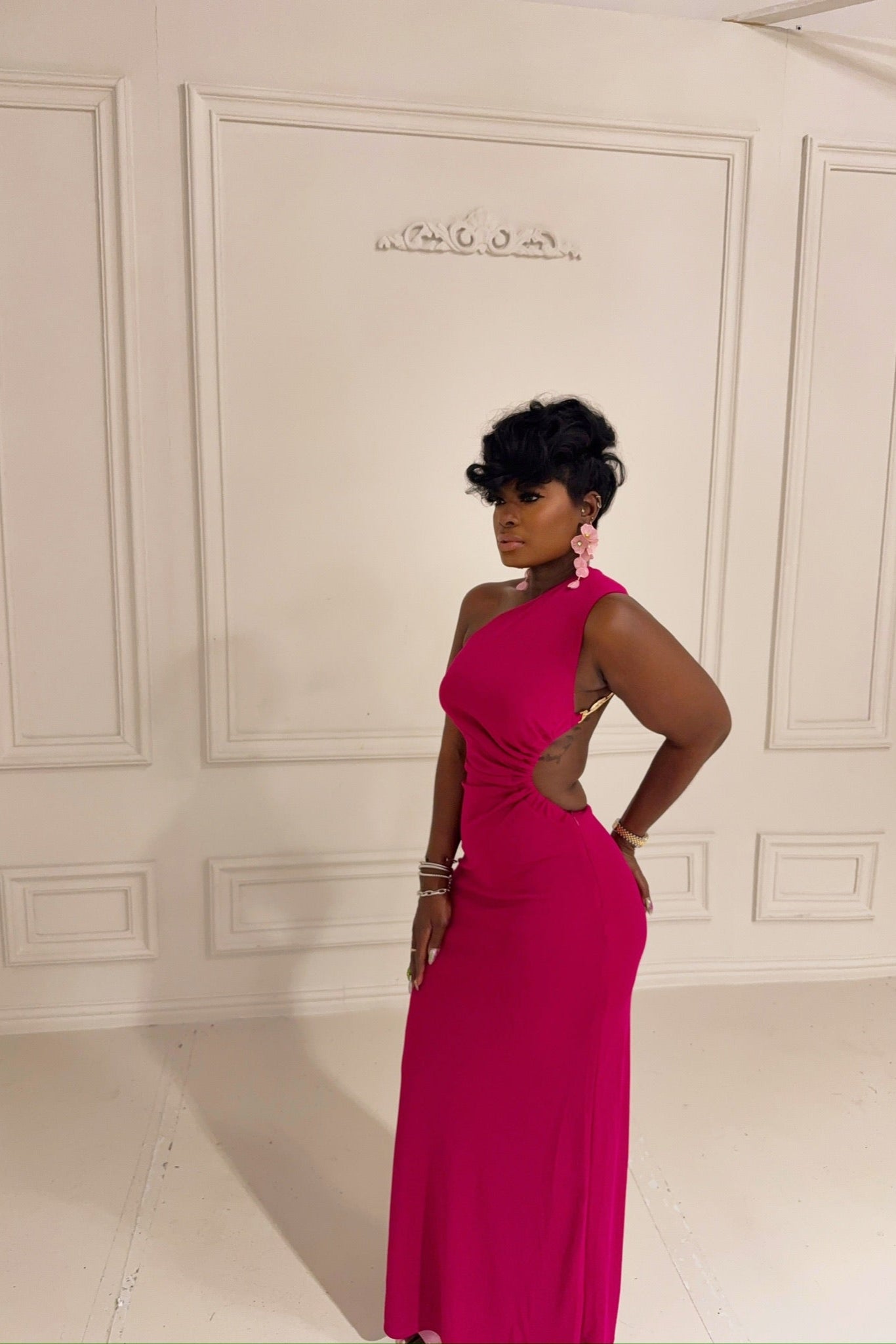 Berry Backless Chain Dress