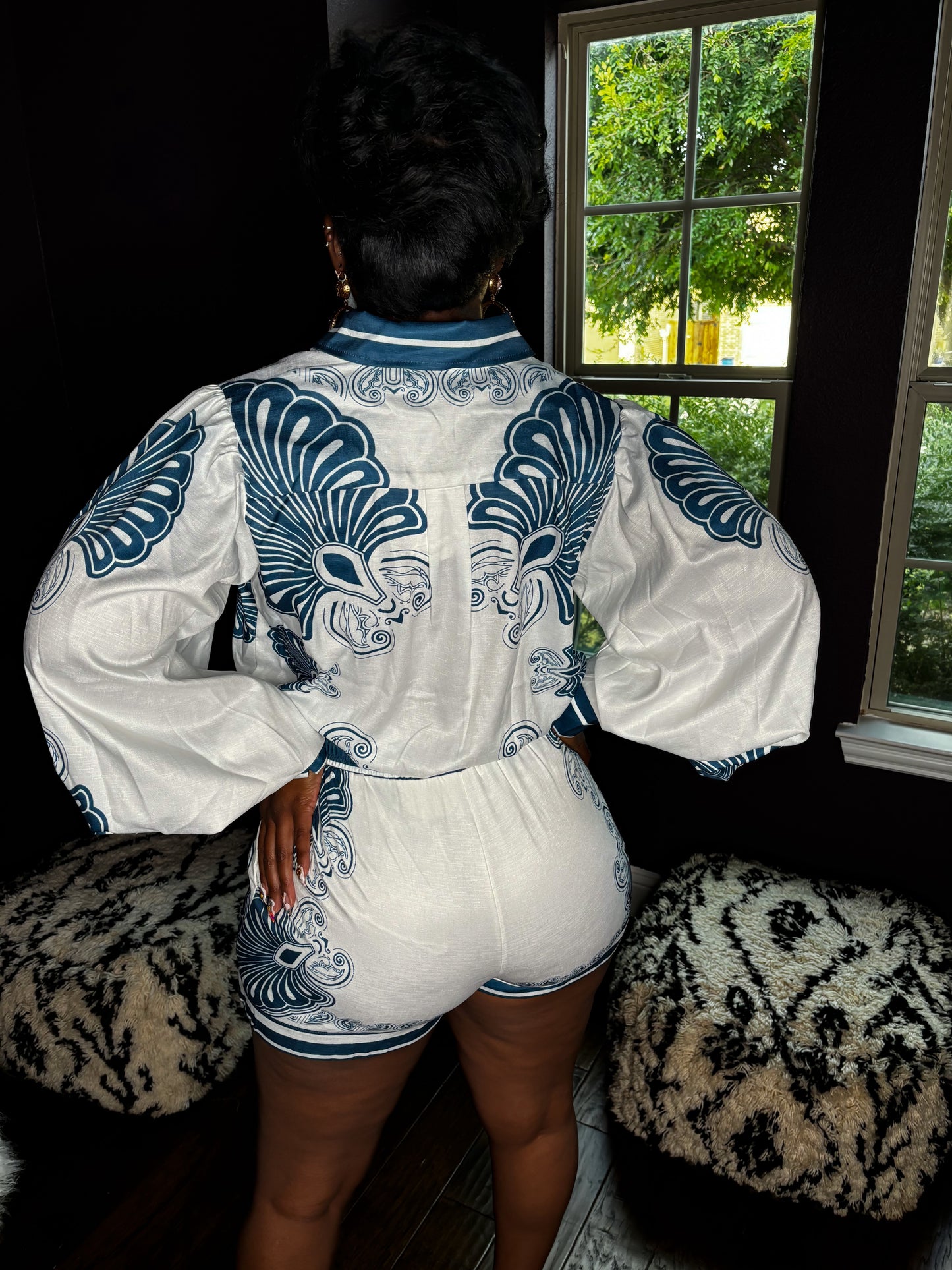 Blue Floral Short Set