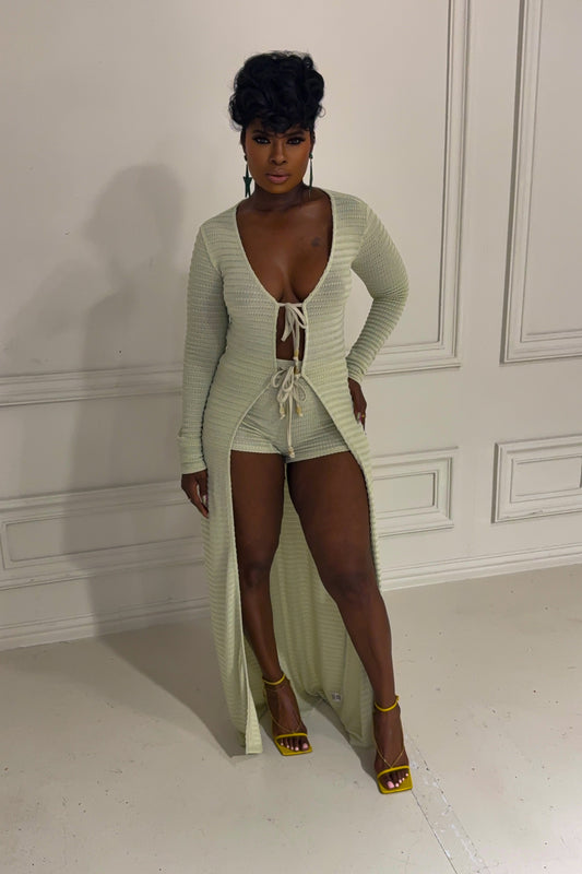 Knit Cardigan Short Set