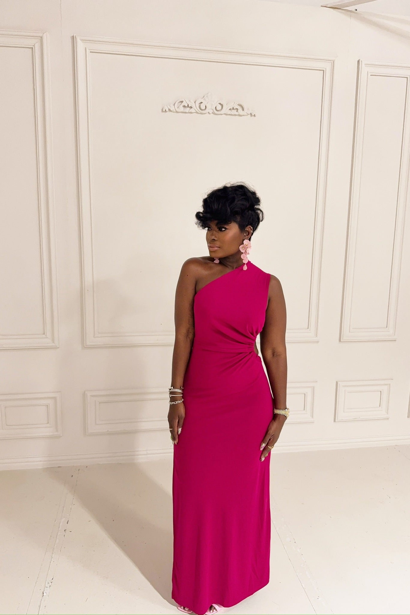 Berry Backless Chain Dress