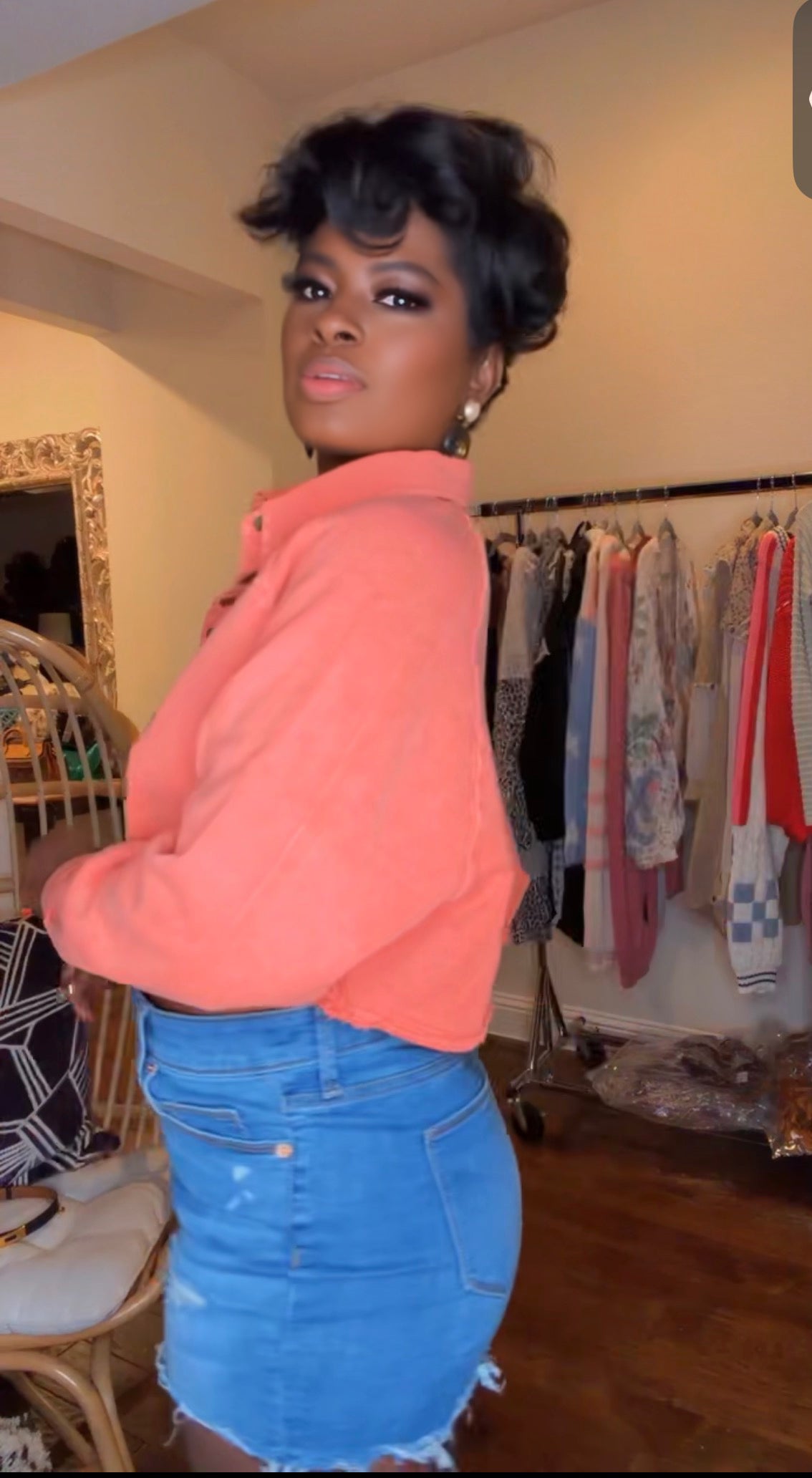 Crop Coral Top