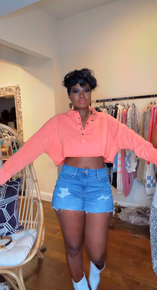 Crop Coral Top